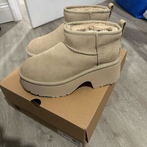 UGG Beige Platform Winter Boots